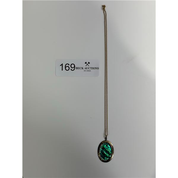 10K Gold Chain Necklace with Blue Gemstone Pendent