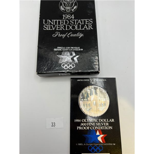 1984 USA 90% Silver Olympic Proof Dollar