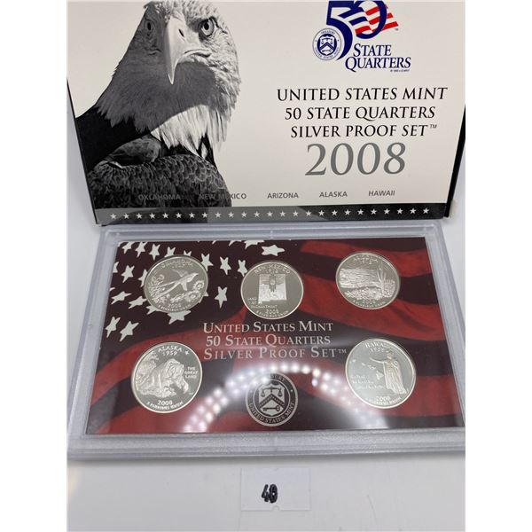 United States Mint Silver Quarters 2008 Proof Set