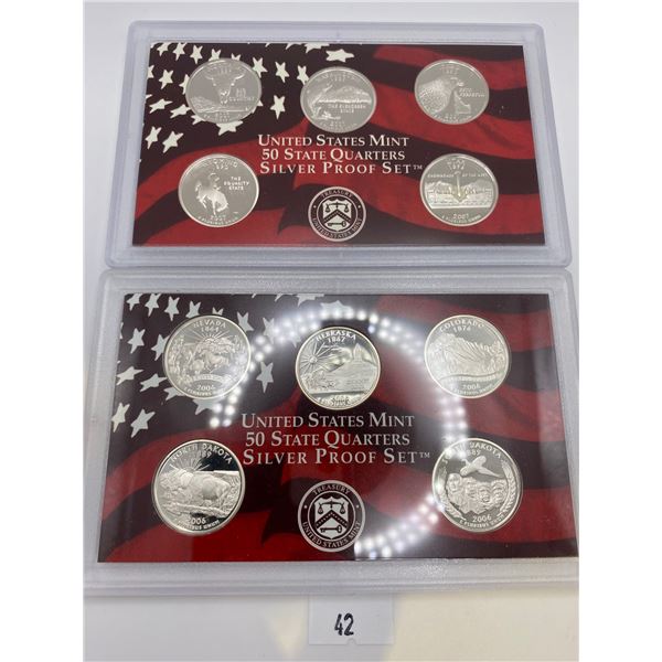 United States Mint Silver Quarters 2006 & 2007 Proof Set