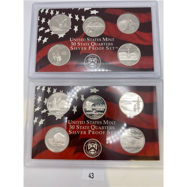 United States Mint Silver Quarters 2005 & 2007 Proof Set
