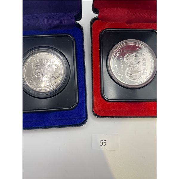 1974 Canada Specimen Silver Dollars - 100th Anniversary of Winnipeg