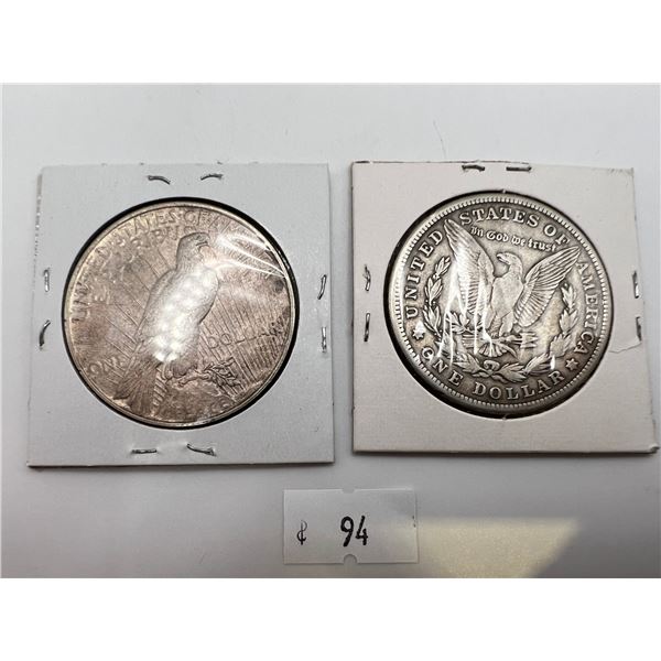 1921 USA Morgan Dollar & 1922 Peace Dollar