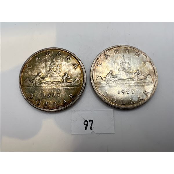 1957 & 1959 Candian Silver Dollars