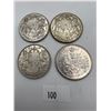 Image 1 : 1950,1952,1953,1959 Candian Silver 50 Cent Pieces
