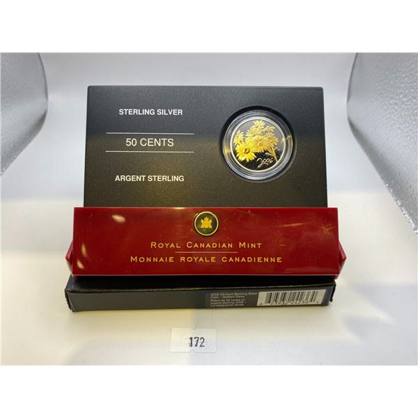 2006 50-Cent Canadian Floral - Golden Daisy Sterling Silver Coin