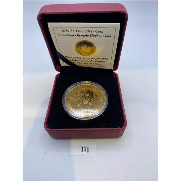 2010 $5 Fine Silver Canadian Olympic Hockey Coin