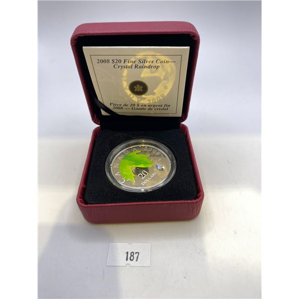2008 Canada $20 Crystal Raindrop Silver Coin