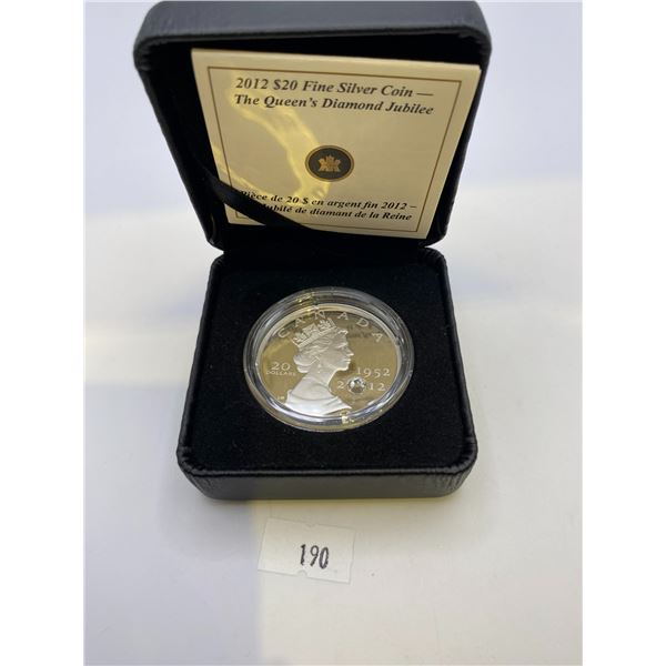 2012 Canada $20 The Queen's Diamond Jubilee with Crystal  Fine Silver Coin.