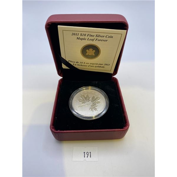 2011 Canada $10 Maple Leaf Forever Fine Silver