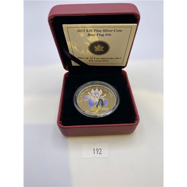 2013 Canada $20 Swarovski Crystals - Blue Flag Iris Fine Silver Coin