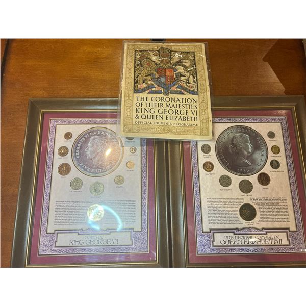 King George & Queen Elizabeth Framed Coin Sets with Coronation Book