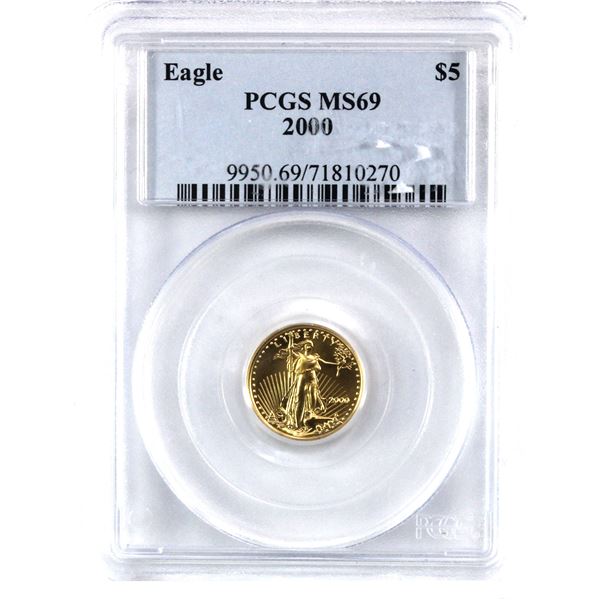 2000 USA $5 1/10oz Fine Gold Eagle PCGS Certified MS69