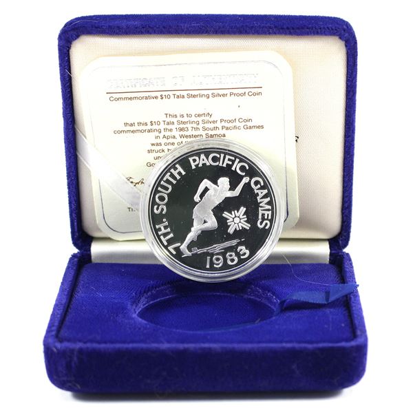 1983 Western Samoa $10 Tala 7th South Pacific Games Sterling Silver Proof Coin in Original Display