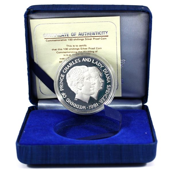 1981 Uganda 100 Shillings Wedding of H.R.H. Prince Charles & Lady Diana Sterling Silver Proof Coin