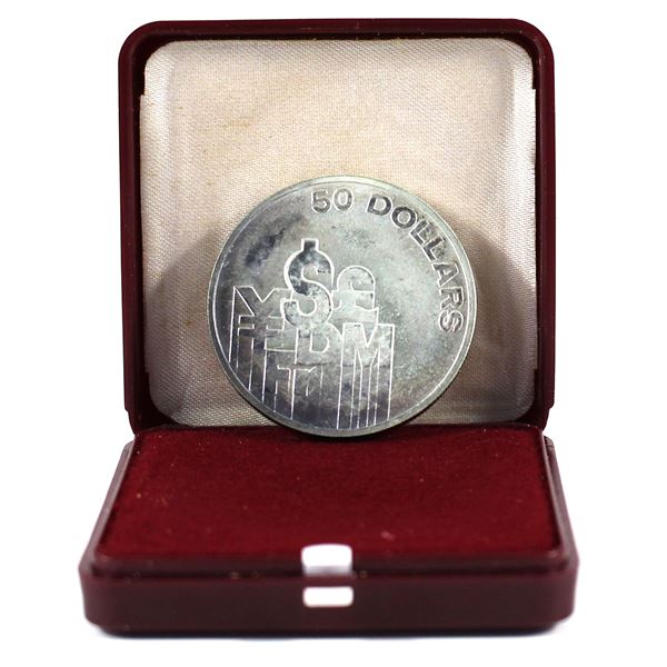 1980 Singapore $50 International Financial Centre .500 Silver Coin in Original Display
