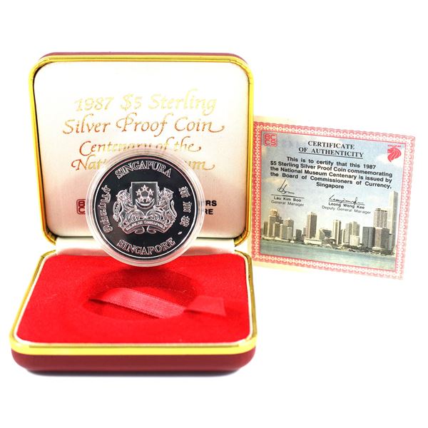 1887-1987 Singapore $5 Centenary of the National Museum Sterling Silver Proof Coin