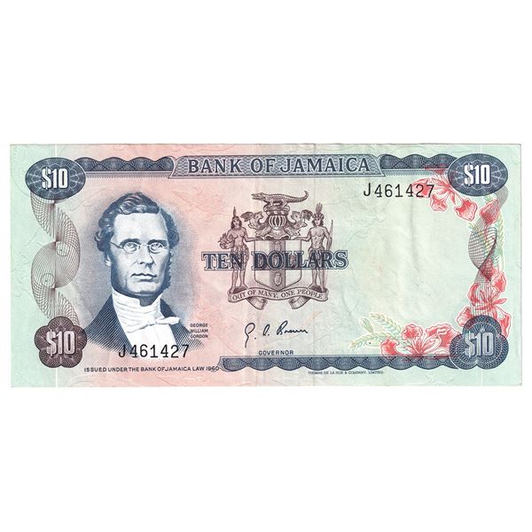 1970 Jamaica $10 Extra Fine SN: J461427