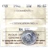 Image 1 : 10-cent 1941 ICCS MS64. Softly Frosted Blast-White