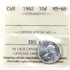 Image 1 : 10-cent 1962 ICCS MS66. Radiant Lustre with Faint Hues of Saffron