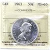 Image 1 : 50-cent 1963 ICCS MS65. Flashy Blast-White Coin