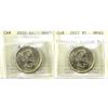 Image 1 : 2022 Canada $1 Alexander Graham Bell Plain PCCS MS67 & Coloured MS65. 2pcs
