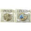 Image 2 : 2022 Canada $1 Alexander Graham Bell Plain PCCS MS67 & Coloured MS65. 2pcs