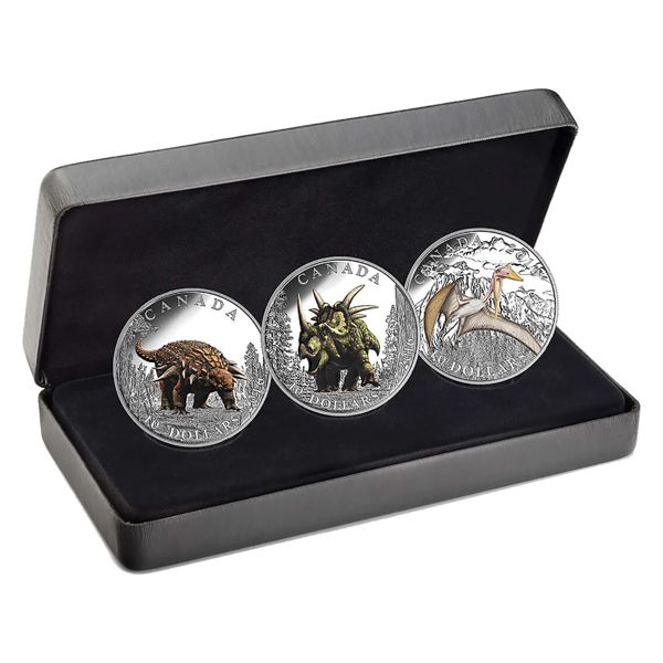 2016 Canada $10 Day of the Dinosaurs Fine Silver 3-Coin Set (Tax Exempt)