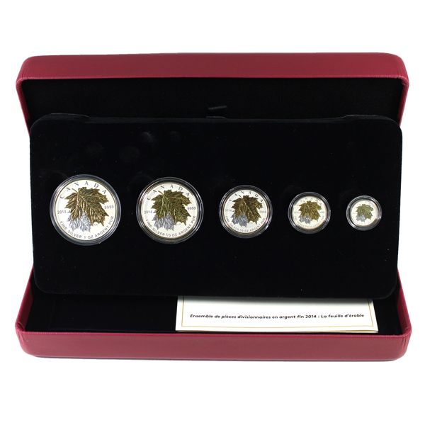 2014 Canada The Maple Leaf 5-coin Fine Silver Fractional Set (Tax Exempt)