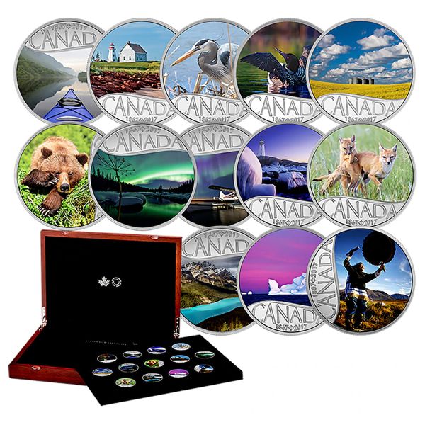 *2017 $10 Celebrating Canada's 150th Fine Silver 13-coin Set in Deluxe Box (Tax Exempt)