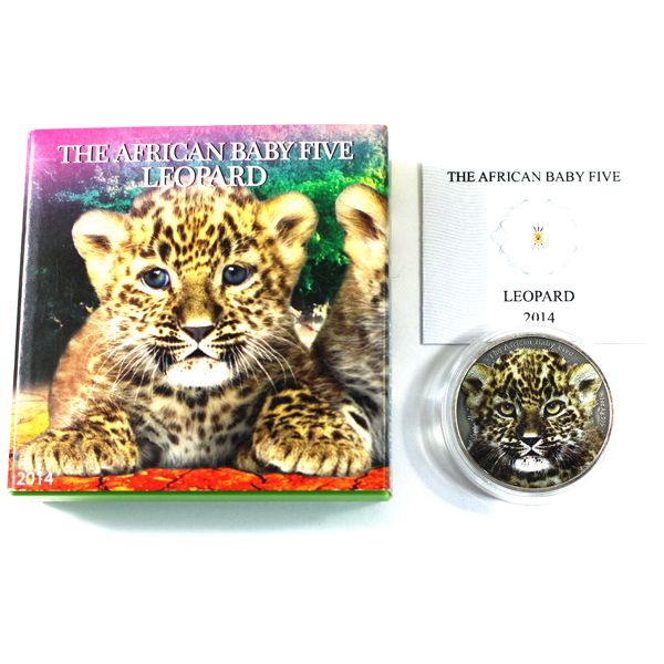 Scarce! 2014 Burundi 5000 Franc The African Baby Five Leopard 1oz Fine Silver