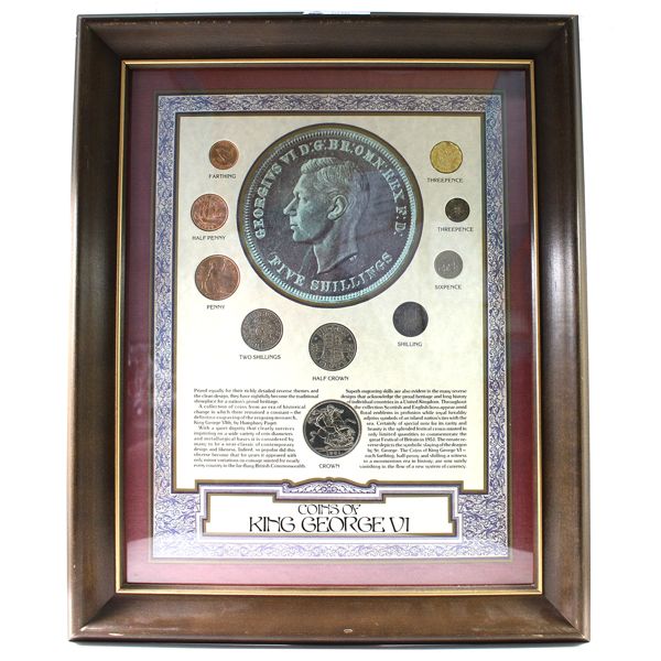 *Great Britain 'Coins of King George VI' 9-coin Set in Wooden Frame.