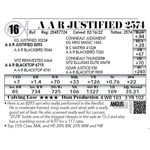 A A R Justified 2574