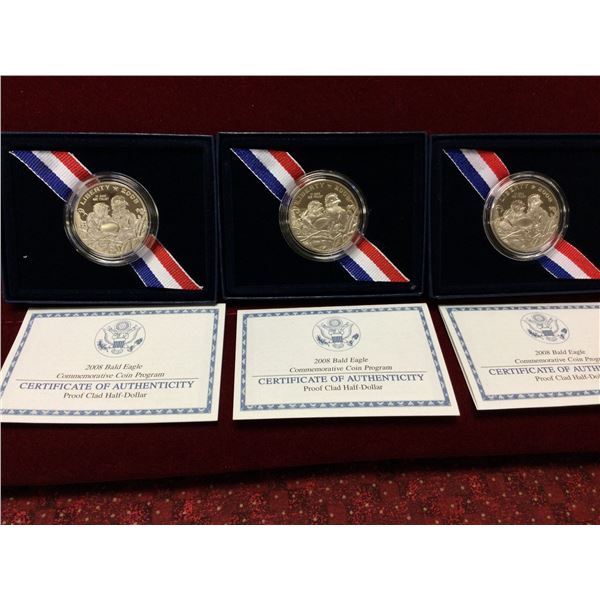 3 2008 Proof Bald Eagle US Commemorative Coins