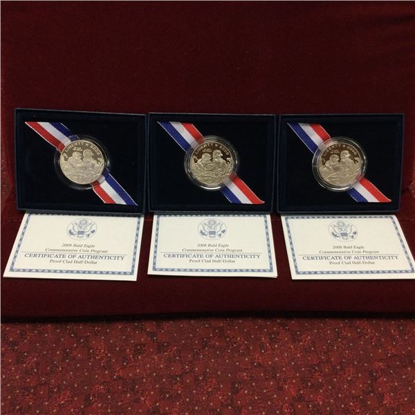 3 2008 US Commemorative Bald Eagle Coins