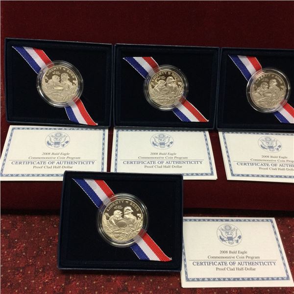 4 2008 Proof Bald Eagle Commemorative Coins