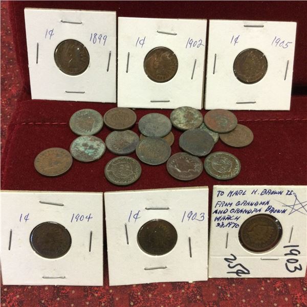 Attic Found Lot of US Indian Head Pennies