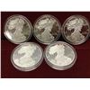 Image 1 : 5 Proof .999 Silver 1 Oz. Eagles