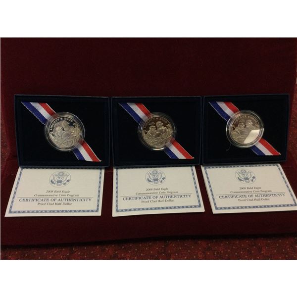 3 US Proof Bald Eagle Commemorative Coins