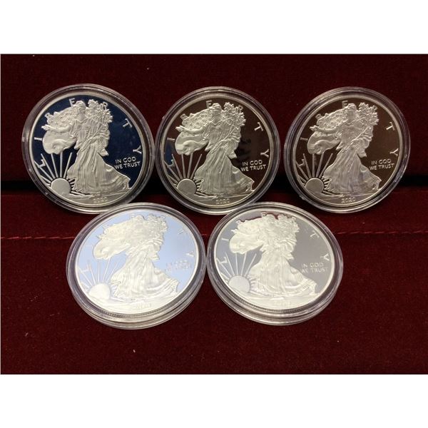 5 1oz. .999 Silver Eagles