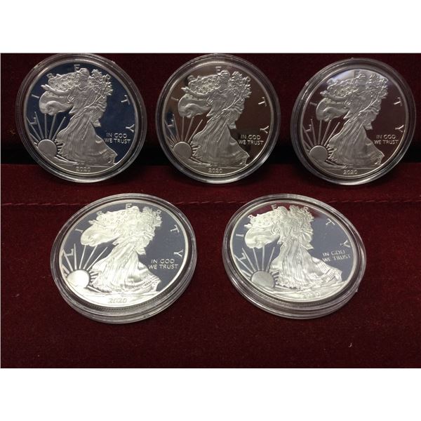 5 1oz. .999 Silver Eagles