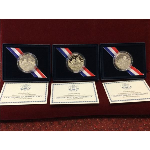Lot of 3 2008 Bald Eagle Commemorative Coins