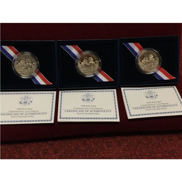 3 Genuine 2008 Bald Eagle US Coins
