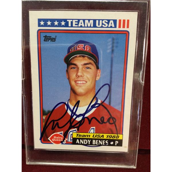 Autographed Andy Benes Baseball Card