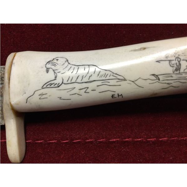 Hand Made Bone Handle Hunting Knife