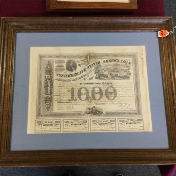 Original Civil War Confederate Bond