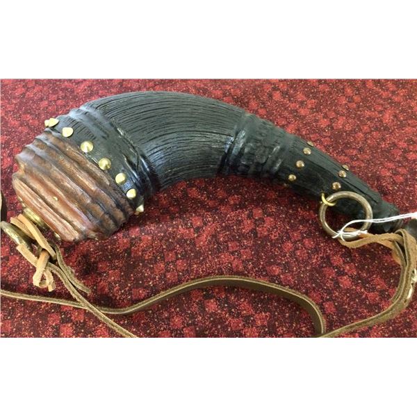 RARE: Genuine Buffalo Horn Powder Horn