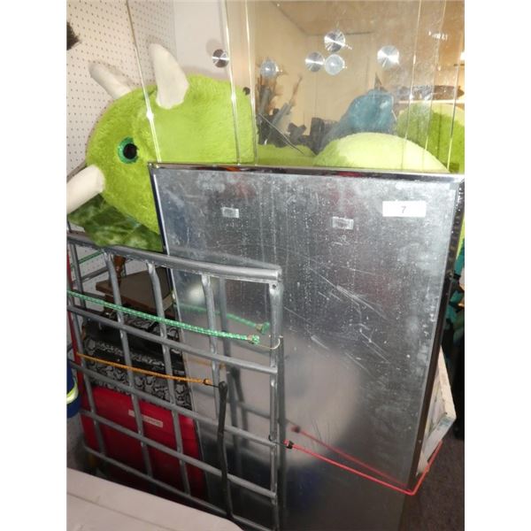 stuffed animal, misc art supplies, odds & ends