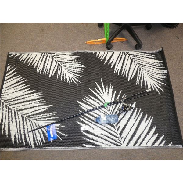 exterior mat/rug, fishing pole