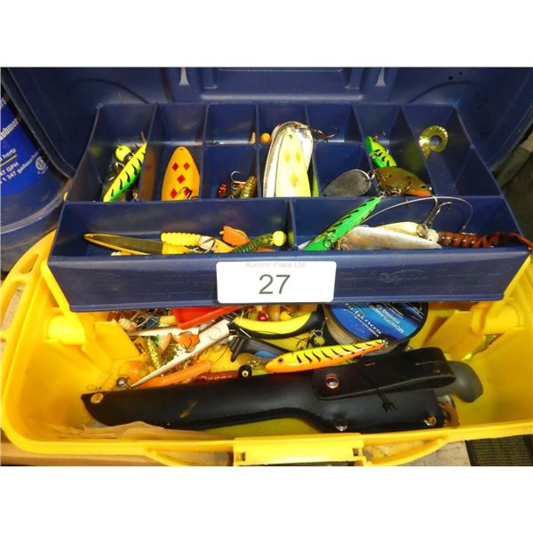plastic tackle box w/ contents Fishing hooks
